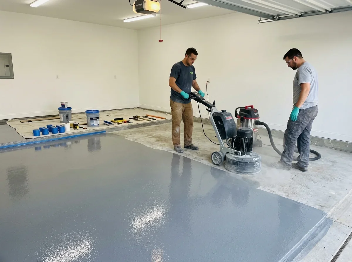 How Professional Garage Floor Coating Works — concrete flooring contractors