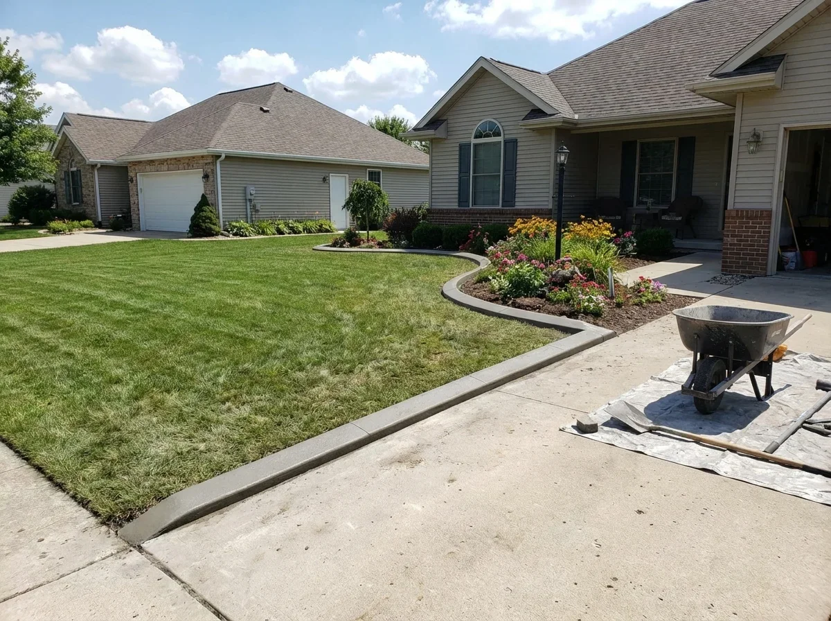 Concrete Curbing — freshly completed professional concrete curbing