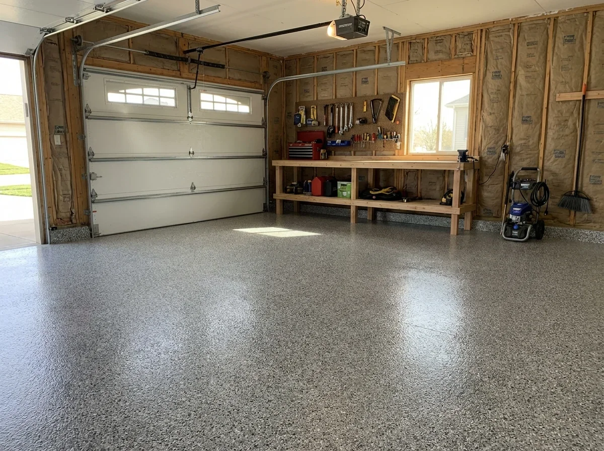 Durable epoxy garage floor transforms your space into a showroom