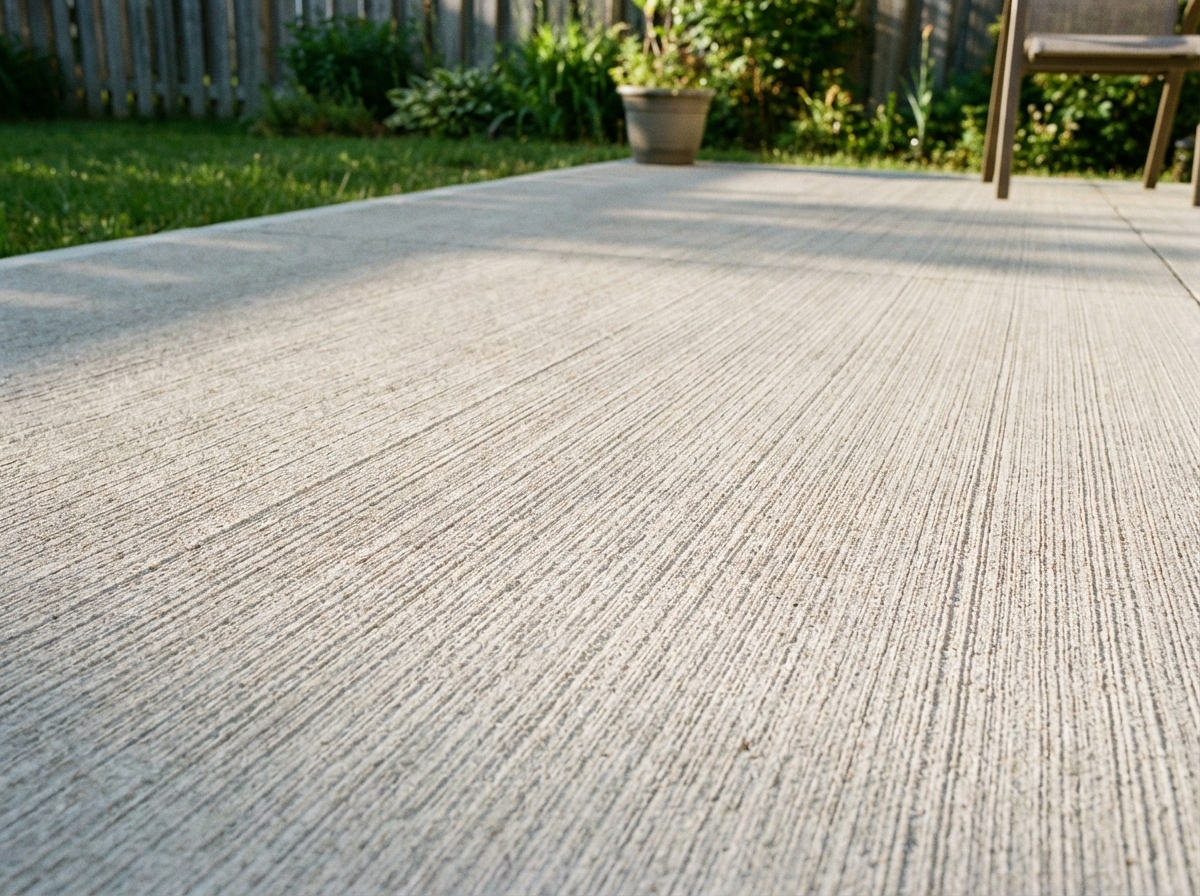 Broom finish concrete patio texture