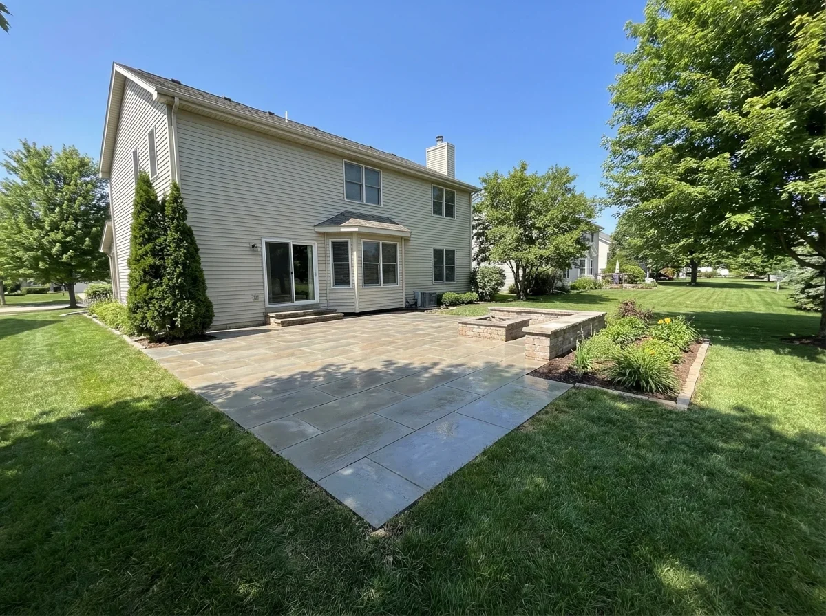 New patio creates a beautiful outdoor living space for relaxing and entertaining