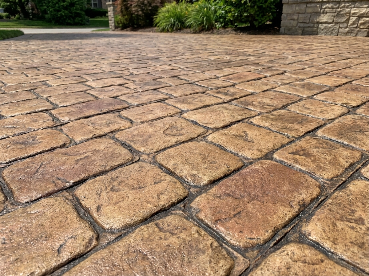 Cobblestone stamped concrete pattern