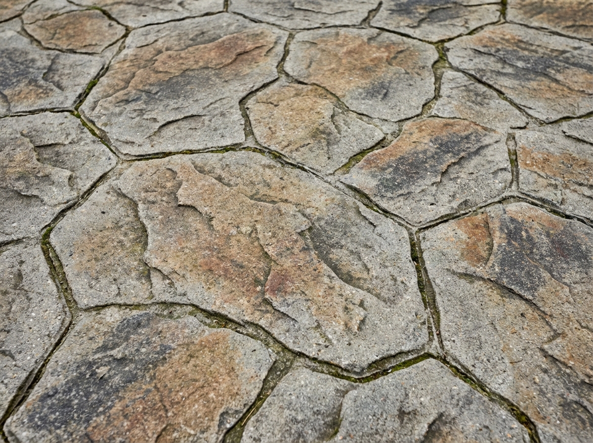 Random stone stamped concrete pattern