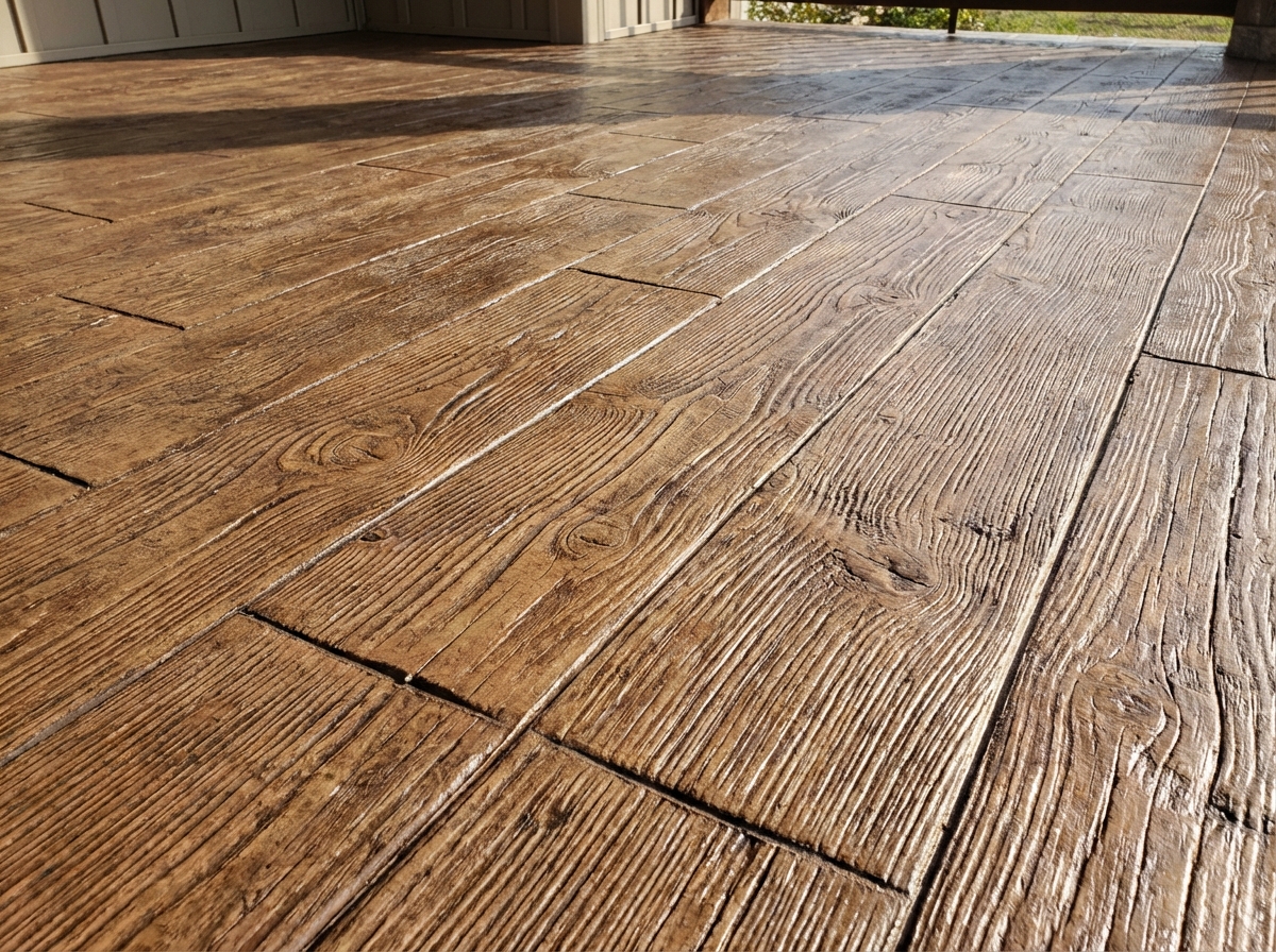 Wood plank stamped concrete pattern