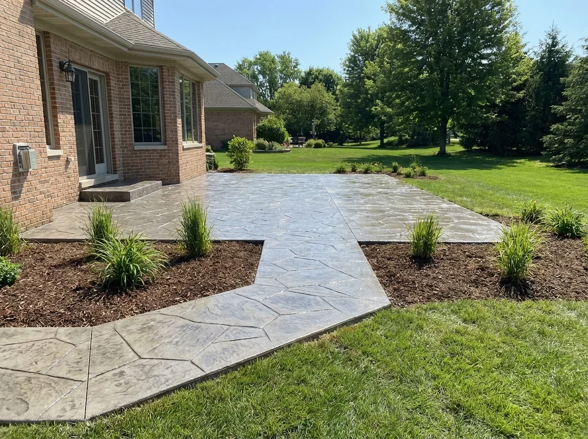 Elegant, durable stamped concrete enhances any outdoor living space beautifully