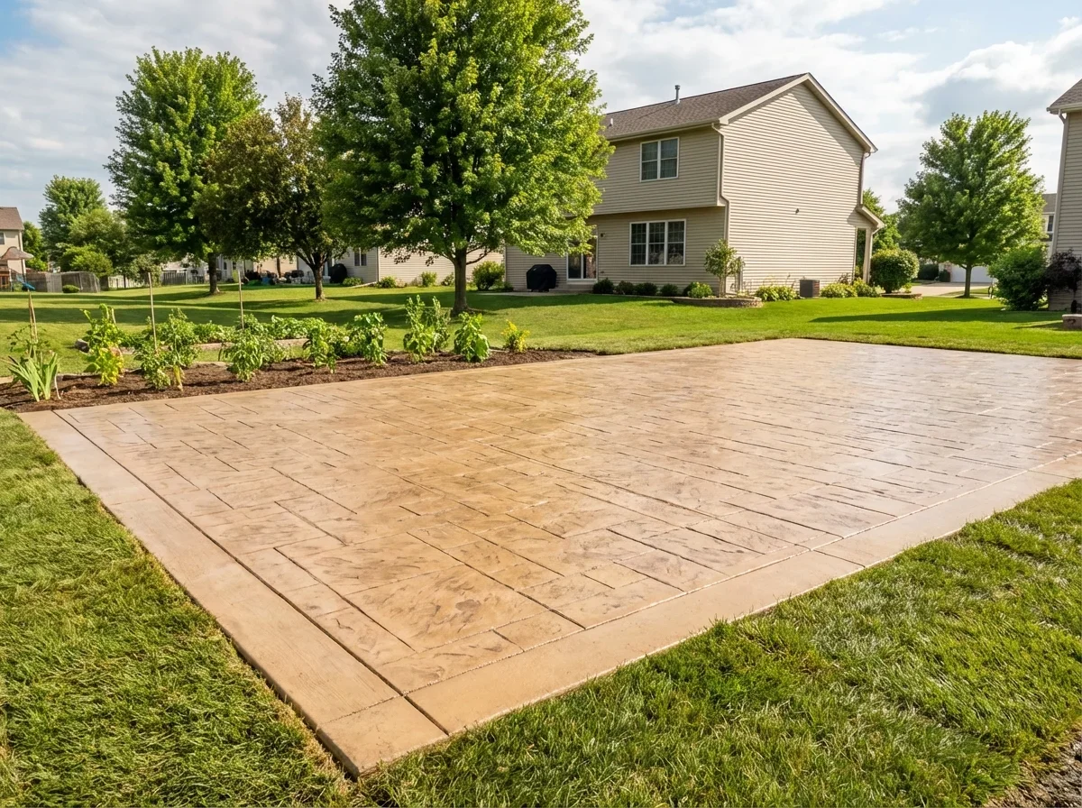 New stamped concrete driveway: durable, beautiful, and adds instant curb appeal
